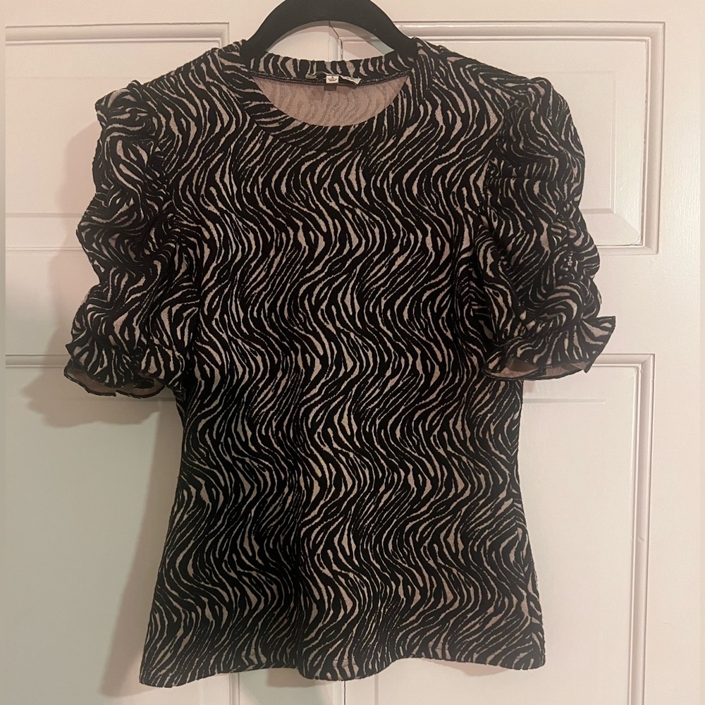 Zebra Print Puff Sleeve Top